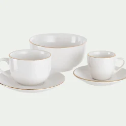 Vaisselle Petit Déjeuner|Bol*alinea Bol avec liseré en porcelaine D13,5cm - Blanc