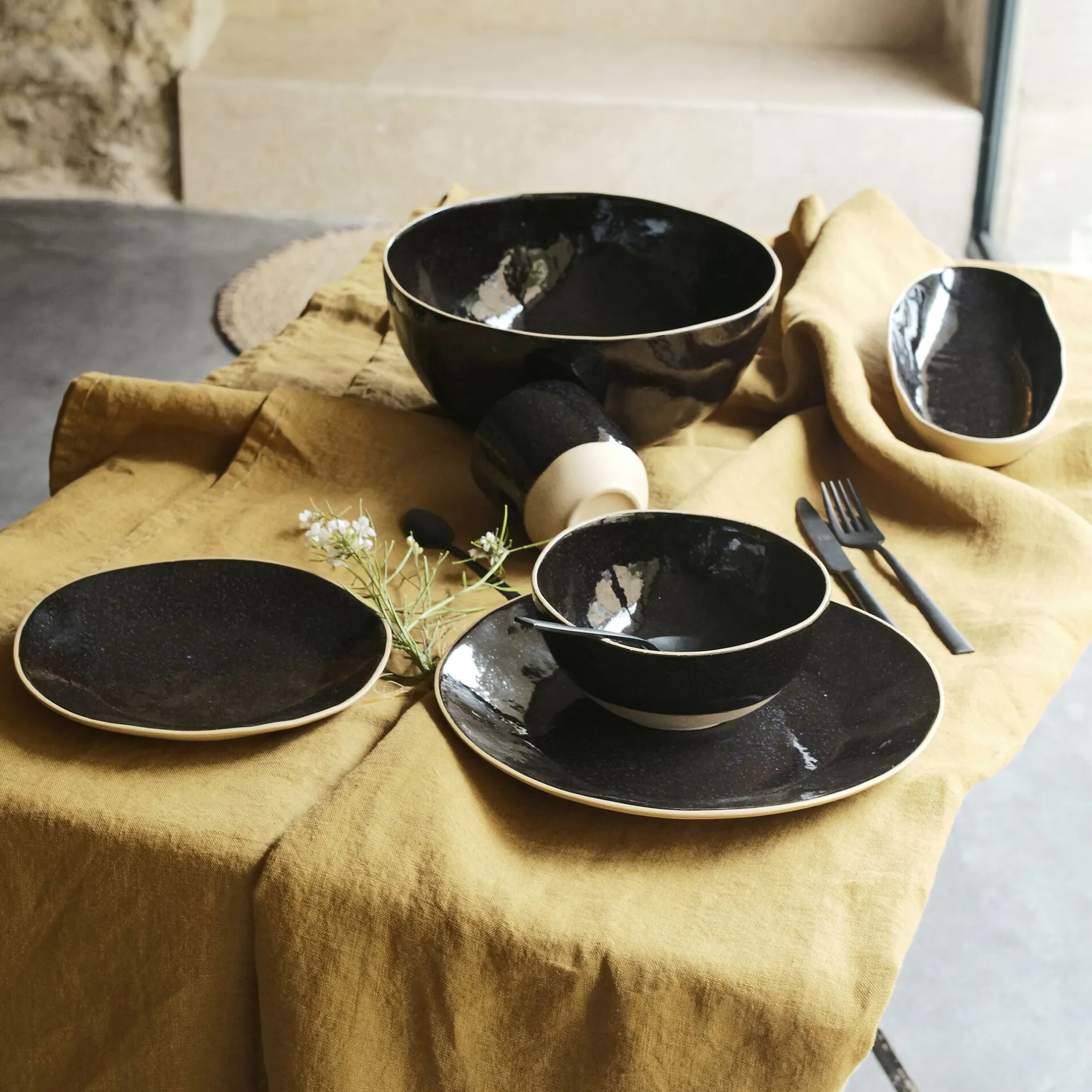 Vaisselle Petit Déjeuner|Bol*alinea Bol en grès recyclé D15,8cm - Noir