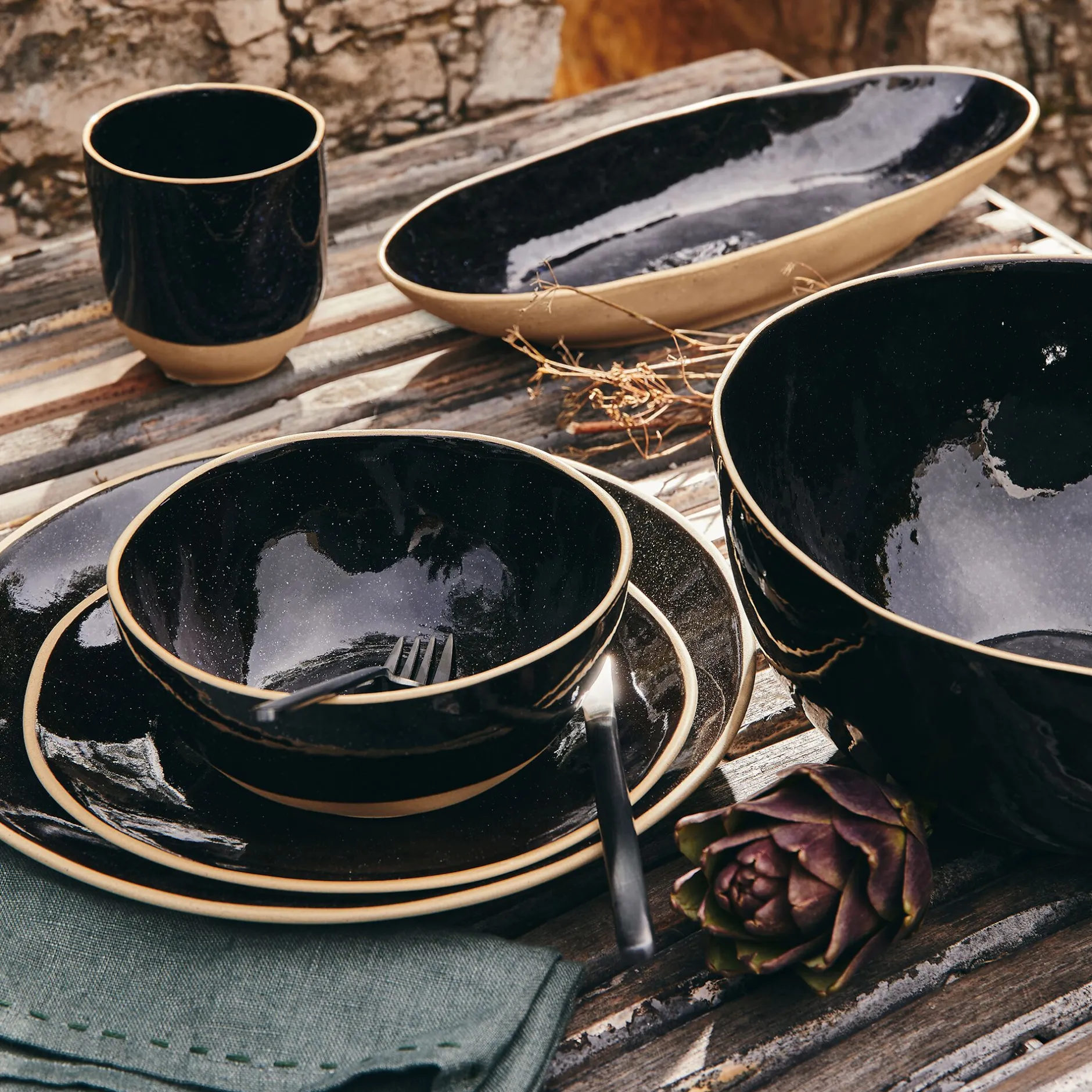 Vaisselle Petit Déjeuner|Bol*alinea Bol en grès recyclé D15,8cm - Noir