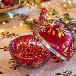 Décoration De La Table De Noël|Objet Décoratif De Noël*alinea Boîte déco boule de Noël en verre D10cm - Rouge