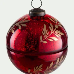 Décoration De La Table De Noël|Objet Décoratif De Noël*alinea Boîte déco boule de Noël en verre D10cm - Rouge