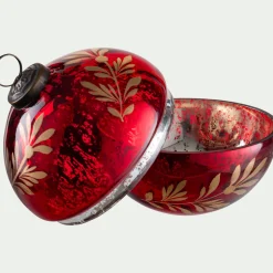 Décoration De La Table De Noël|Objet Décoratif De Noël*alinea Boîte déco boule de Noël en verre D10cm - Rouge