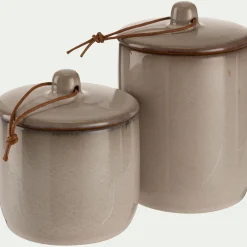 Décoration À Poser*alinea Boîte déco en grès H10cm - Gris