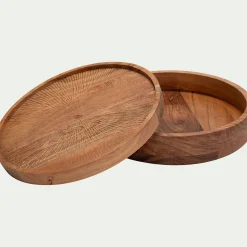 Décoration À Poser*alinea Boîte déco ronde en acacia D25xH7cm - Bois foncé