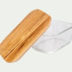 Bocal De Cuisine*alinea Boîte rectangulaire en verre avec couvercle en bois H7,90cm Transparent