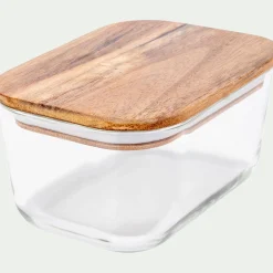 Bocal De Cuisine*alinea Boîte rectangulaire en verre avec couvercle en bois H7,90cm Transparent
