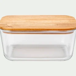 Bocal De Cuisine*alinea Boîte rectangulaire en verre couvercle en bois H9cm Transparent