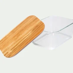 Bocal De Cuisine*alinea Boîte rectangulaire en verre couvercle en bois H9cm Transparent