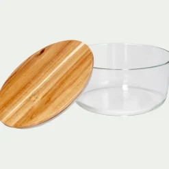 Bocal De Cuisine*alinea Boîte ronde en verre avec couvercle en bois D18,6cm Transparent