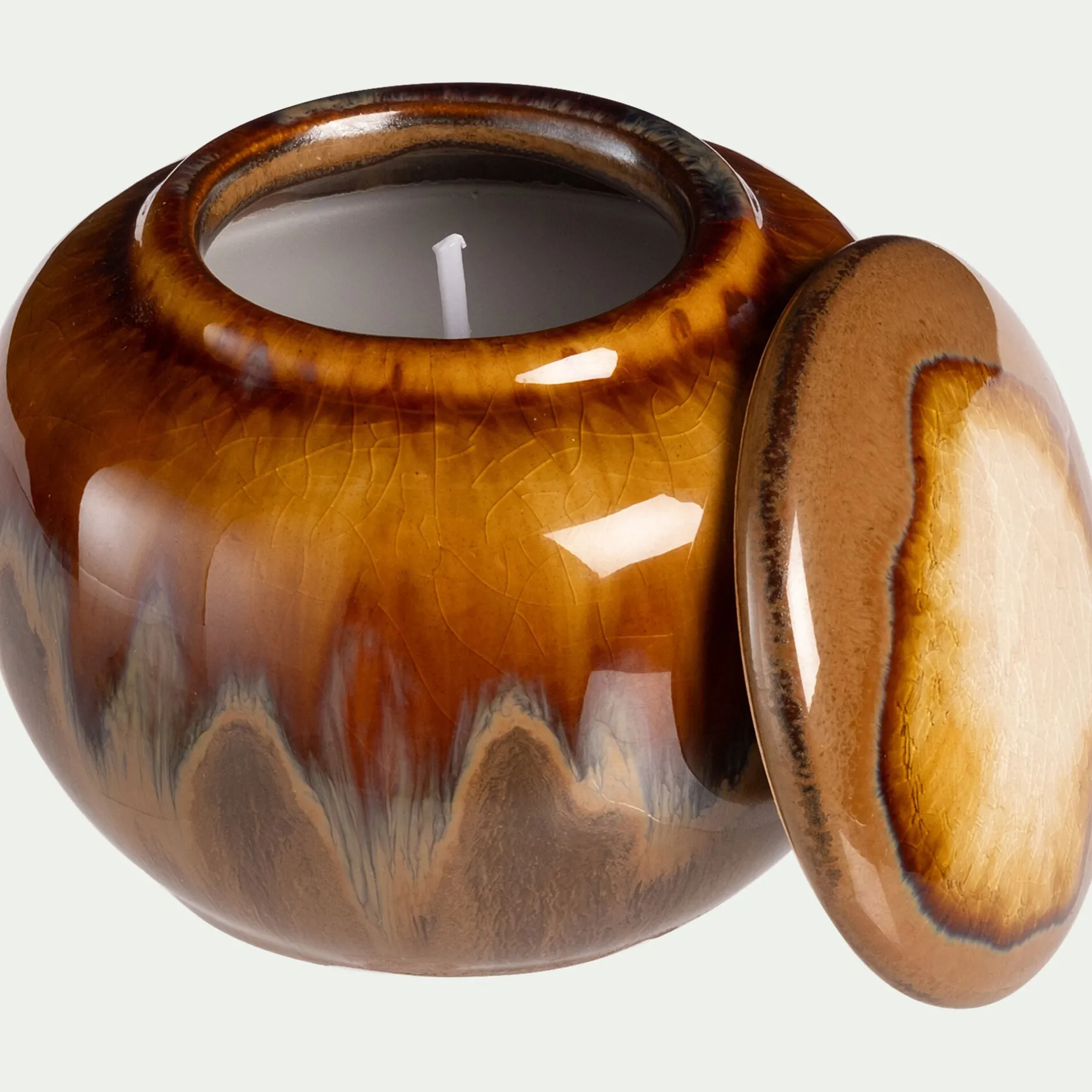 Bougie*alinea Bougie déco en grès H7cm - Marron