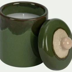 Bougie*alinea Bougie déco en grès H14,7cm - Vert