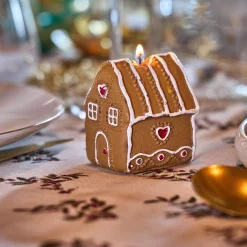 Décoration De La Table De Noël|Bougie Et Photophore De Noël*alinea Bougie forme maisonnette pain d'épices - Marron