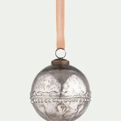 Boule De Noël*alinea Boule de Noël à relief en verre D10cm - Argenté