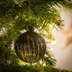 Boule De Noël*alinea Boule de Noël en verre avec stries D8cm - Vert