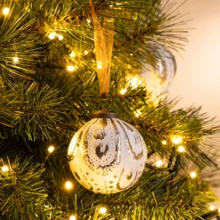 Boule De Noël*alinea Boule de Noël patinée en verre D8cm - Blanc