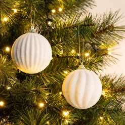 Boule De Noël*alinea Boule de Noël perlée D8cm - (modèle aléatoire) Blanc