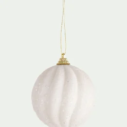 Boule De Noël*alinea Boule de Noël perlée D8cm - (modèle aléatoire) Blanc
