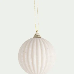 Boule De Noël*alinea Boule de Noël perlée D8cm - (modèle aléatoire) Blanc