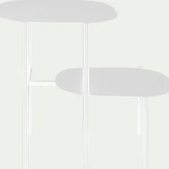 Bout De Canapé*alinea Bout de canapé double plateau en métal - H50cm Blanc