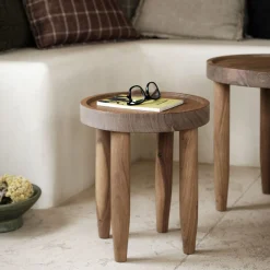 Table De Chevet|Bout De Canapé*alinea Bout de canapé en bois d'acacia D35xH40cm - Bois foncé