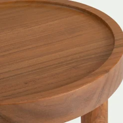 Table De Chevet|Bout De Canapé*alinea Bout de canapé en bois d'acacia D35xH40cm - Bois foncé