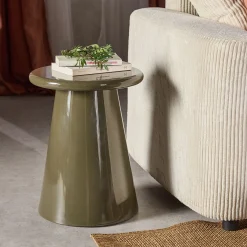 Table De Chevet|Bout De Canapé*alinea Bout de canapé en bois laqué D35xH45cm - Vert