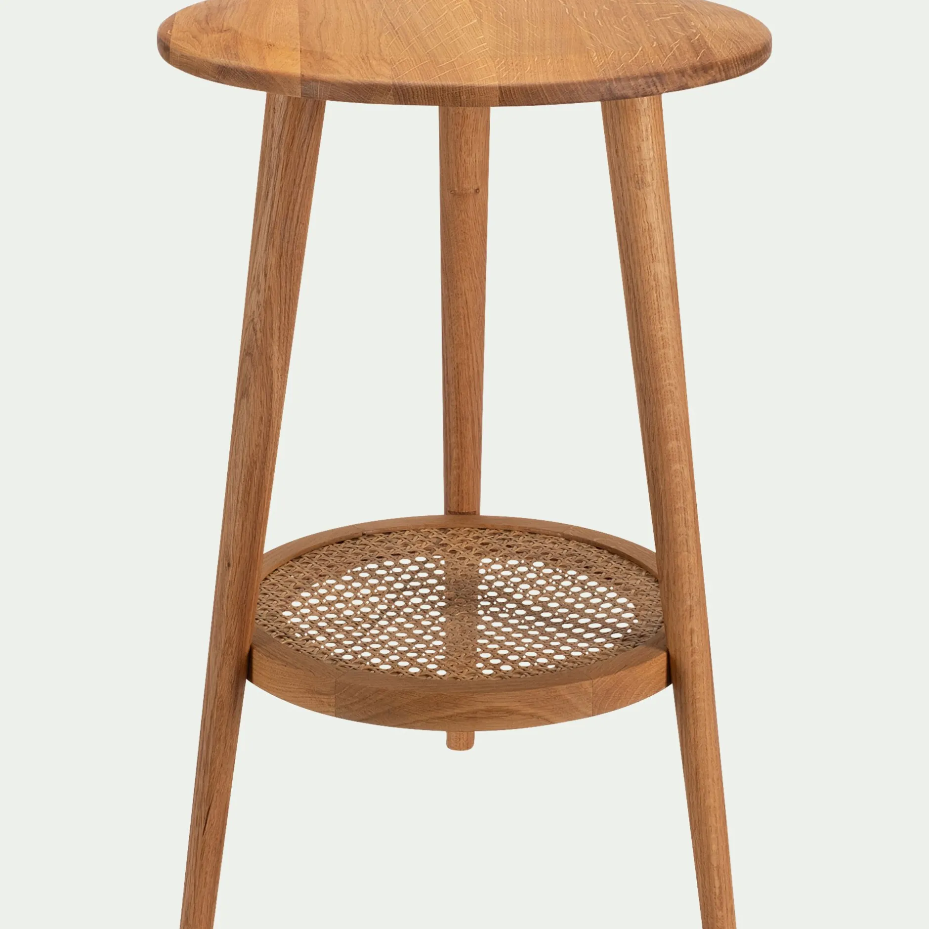 Table De Chevet|Bout De Canapé*alinea Bout de canapé en chêne massif et cannage D40xH60cm - Bois clair