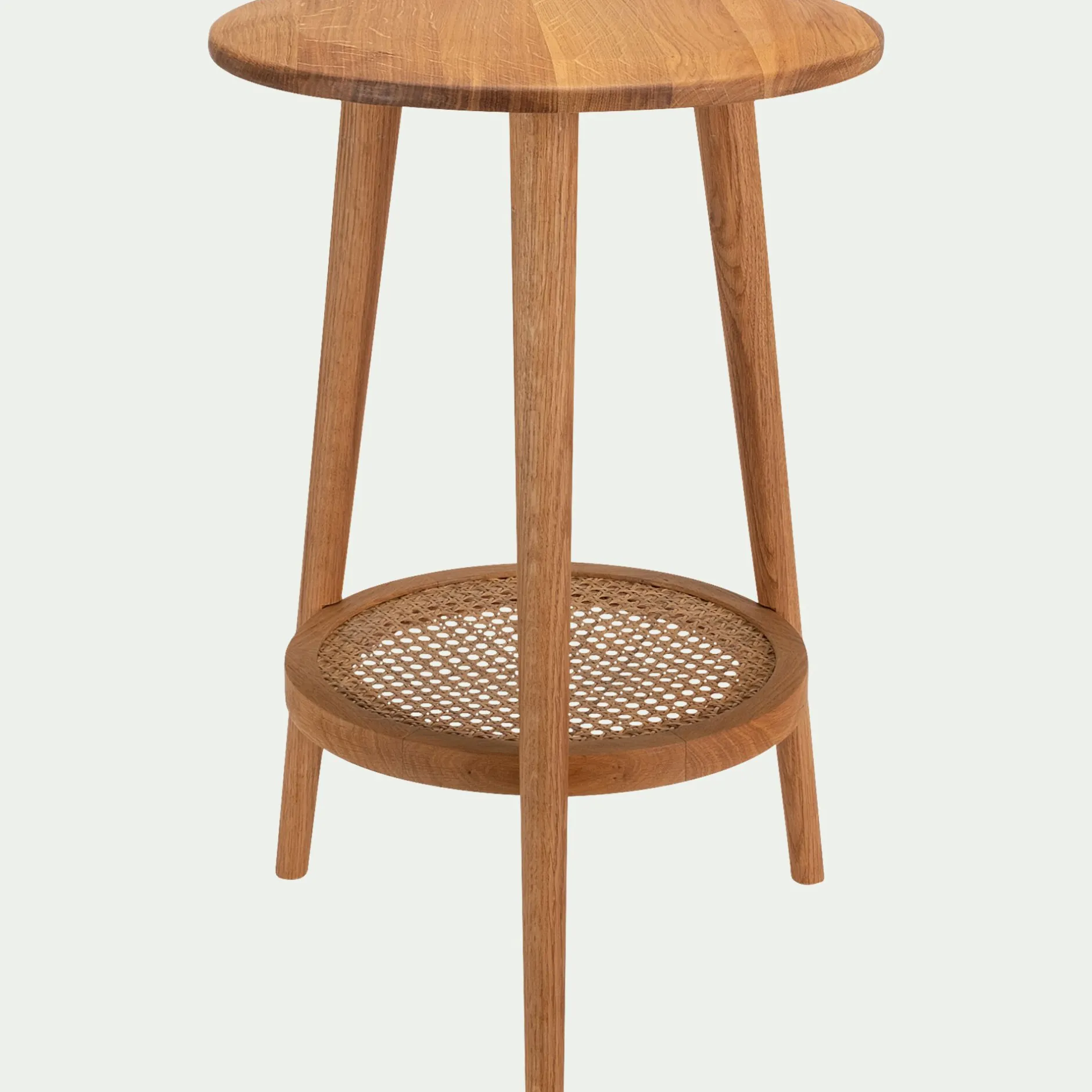 Table De Chevet|Bout De Canapé*alinea Bout de canapé en chêne massif et cannage D40xH60cm - Bois clair