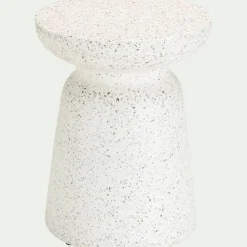 Table De Chevet|Bout De Canapé*alinea Bout de canapé en ciment terrazzo D35xH45cm - écru Blanc