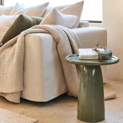 Table De Chevet|Bout De Canapé*alinea Bout de canapé en grès et céramique D40xH45cm - cèdre Vert