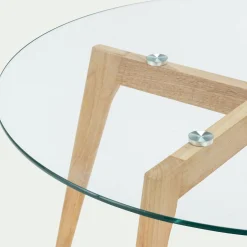 Bout De Canapé|Table Basse*alinea Bout de canapé en verre et bois d'hévéa - D80xH45cm Transparent