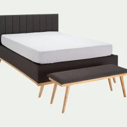 Tiroir Et Bout De Lit|Meuble D'Entrée*alinea Bout de lit en tissu et pin L116xl40xH43cm - anthracite Gris