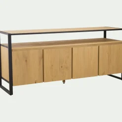 Buffet De Salle À Manger|Buffet*alinea Buffet 4 portes en pin massif et métal noir Bois clair
