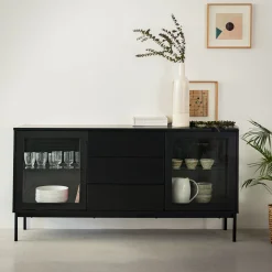 Buffet De Salle À Manger|Buffet*alinea Buffet 2 portes et 3 tiroirs en bois - Noir