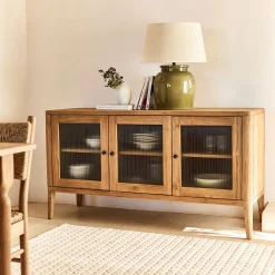 Buffet De Salle À Manger|Buffet*alinea Buffet bas en teck recyclé et portes vitrées - Bois clair