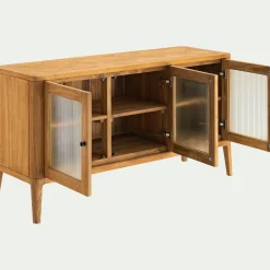 Buffet De Salle À Manger|Buffet*alinea Buffet bas en teck recyclé et portes vitrées - Bois clair