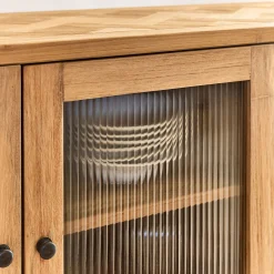 Buffet De Salle À Manger|Buffet*alinea Buffet bas en teck recyclé et portes vitrées - Bois clair