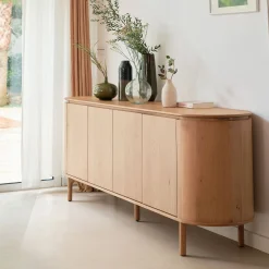 Buffet De Salle À Manger|Buffet*alinea Buffet bas ovale en bois et piètement en chêne masif - Bois clair