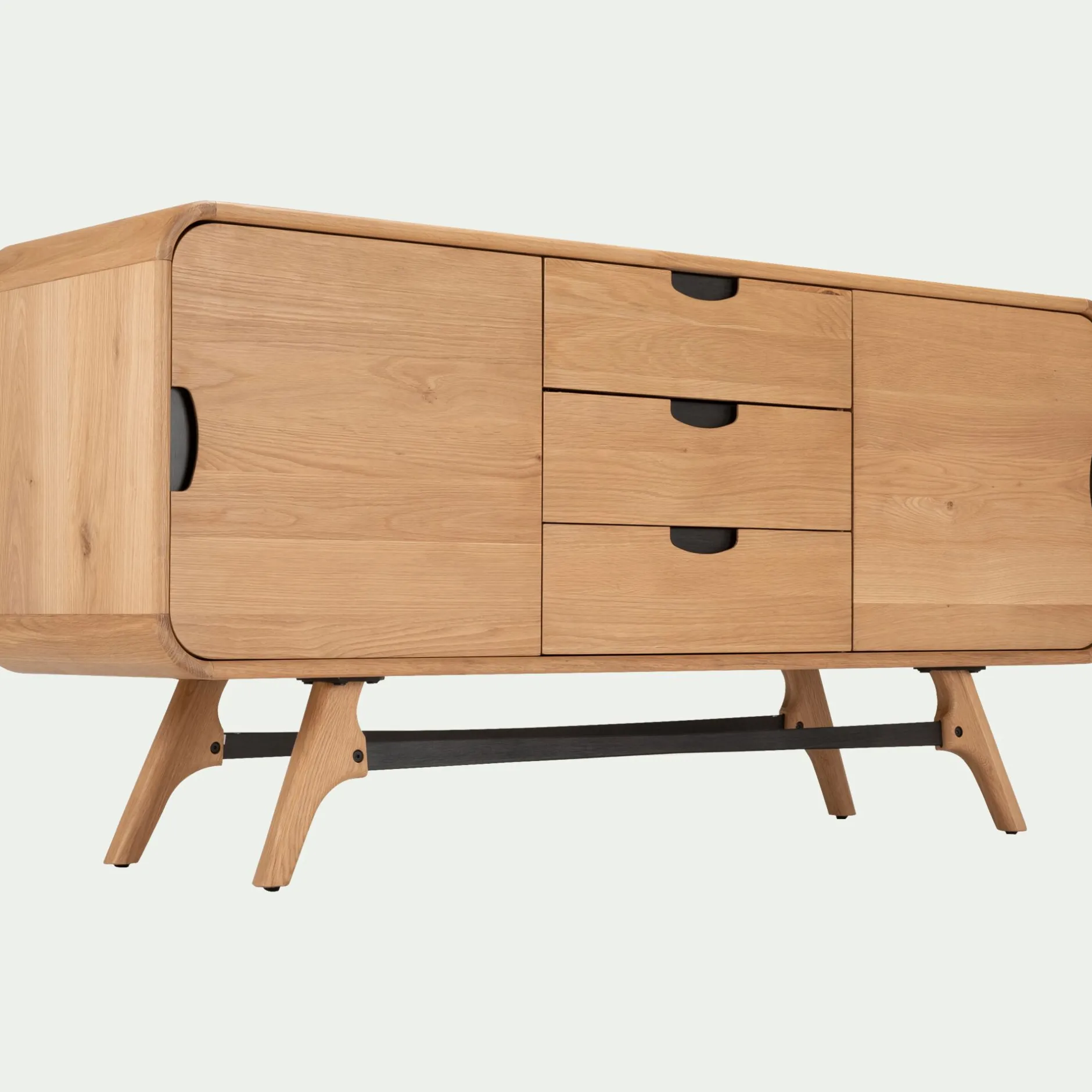 Buffet De Salle À Manger|Buffet*alinea Buffet bas plaqué chêne 2 portes et 3 tiroirs et piètement chêne massif - Bois clair