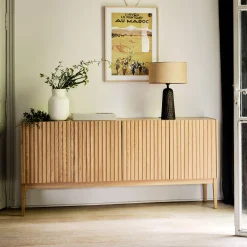 Buffet De Salle À Manger|Buffet*alinea Buffet naturel 4 portes en plaqué chêne - Bois clair