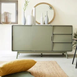Buffet De Salle À Manger|Buffet*alinea Buffet rétro 3 tiroirs et 2 portes coulissantes - cèdre Vert