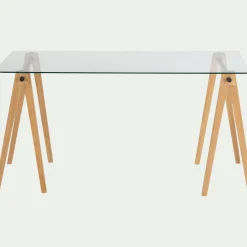 Bureau*alinea Bureau en bois et verre trempé - Transparent