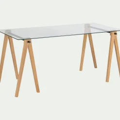 Bureau*alinea Bureau en bois et verre trempé - Transparent