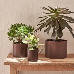 Pot De Fleur*alinea Cache-pot en céramique - brun rhassoul D14xH11cm Marron