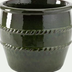 Pot De Fleur*alinea Cache-pot en terre cuite émaillée D28cm - Vert