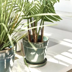 Pot De Fleur*alinea Cache-pot et sa coupelle en céramique D17cm - Vert