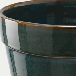 Pot De Fleur*alinea Cache-pot et sa coupelle en céramique D17cm - Vert