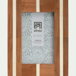 Cadre Photo*alinea Cadre à poser rayé en bois 16x22cm - Bois foncé