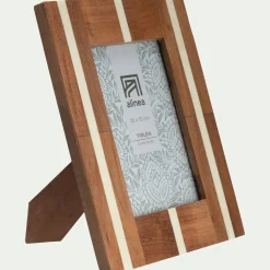 Cadre Photo*alinea Cadre à poser rayé en bois 16x22cm - Bois foncé