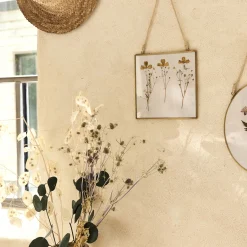 Toile, Tableau Et Affiche*alinea Cadre décoratif avec fleurs séchées 20x20cm - Doré